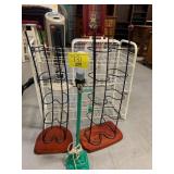 LAMP, SHOE RACK, PAIR OF METAL RACK STANDS