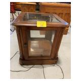 GLASS SIDED WOODEN END TABLE