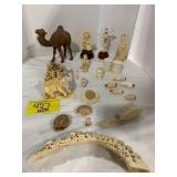 GROUP OF VINTAGE ASIAN FIGURES, SKELETONS,
