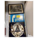 ANTIQUE PORCELAIN FLANGE BELL SYSTEM SIGN, METAL