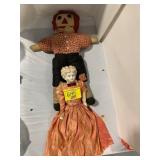 CHINA HEAD ANTIQUE DOLL, RAGGEDY ANDY DOLL