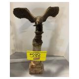 11' TALL BRONZE? EAGLE ON STONE PEDESTAL STATUE