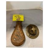 BRONZE SCOUT HAT, CIVIL WAR ERA BLACK POWDER TIN