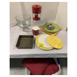 FIESTA PLATES, CAKE STAND, RED RAMEKIN DISH SET,
