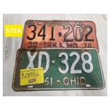 1961 OHIO LICENSE PLATE, 1974 TRUCK LICENSE PLATE