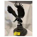 14' TALL BRONZE? FLYING EAGLE FIGURE ON STONE
