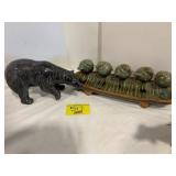 CERAMIC POLAR BEAR, CERAMIC BIRD BATH FIGURE