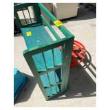 GREEN PAINTED FOLDING SHELF, 2 ROLLING PLANTER