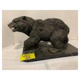 17' LONG BRONZE / BRASS BEAR STATUE ON STONE BASE