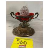 CRYSTAL EGG, METAL & PLUSH LINED EGG STORAGE BOX