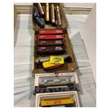 VINTAGE BOXED TRAIN CARS, 2 FLATS OF VINTAGE