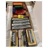 VINTAGE BOXED TRAIN CARS, 2 FLATS OF VINTAGE