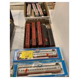 VINTAGE BOXED TRAIN CARS, 2 FLATS OF VINTAGE