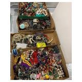 4 FLATS OF COSTUME JEWELRY OF ALL KINDS