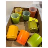 FLAT W/ FEDERAL COLOR MILK GLASS COFFEE MUGS