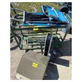 GREEN METAL 4-WHEEL CART SHELF, CAT HOUSE,