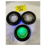 3 SMALL SIZED TIRE ASHTRAYS - GREEN ONE IS A