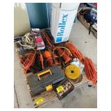 RUBBERMAID TOOLBOX & CONTENTS, EXTENSION CORDS,
