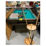 BUMPER POOL / GAMING TABLE, WOODEN RACK W/ POOL