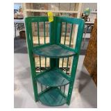 GREEN PAINTED WOODEN FOLD-UP CORNER CABINET