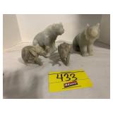 4 VINTAGE MADE IN CHINA MARKED CARVED STONE POLAR