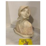 7' TALL CARVED ALABASTER LADY BUST