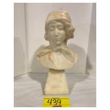 11' TALL CARVED ALABASTER LADY BUST