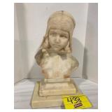 11' TALL CARVED ALABASTER LADY BUST