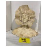 9' TALL CARVED ALABASTER LADY BUST