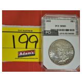 GRADED 1885 MORGAN SILVER DOLLAR