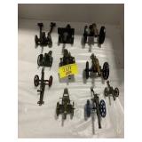 GROUP OF BRASS & METAL CANNONS OF ALL STYLES