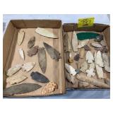 2 FLATS OF APPEAR ANTIQUE ARROWHEADS