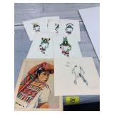 NATIVE AMERICAN PRINT SET, GUATEMALA LADY, CHIEF