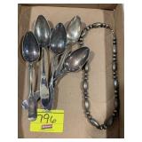 FLAT W/ SILVERPLATE SPOONS, SILVER-TONE BEAD