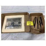 FLAT W/ ANTIQUE PENS OF ALL KINDS, FLAT W/