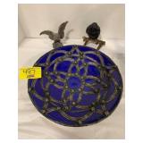 TERRA COTTA CENTERPIECE BOWL, SMALL METAL EAGLE,