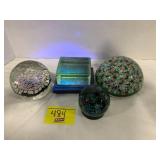 4 ART GLASS PAPERWEIGHTS - EXTRA LARGE SIZED