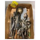 FLAT W/ SILVERPLATE, KITCHEN UTENCILS OF ALL