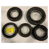 5 ANTIQUE TIRE ASHTRAYS