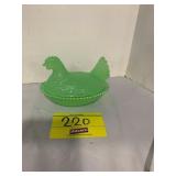 JADEITE GLASS HEN ON NEST