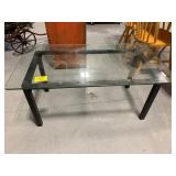 43' GLASS-TOP & METAL BASE TABLE