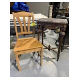 ORNATELY CARVED WOOD LADY CORNER END TABLE,