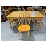 WOODEN KITCHEN TABLE & 5 CHAIRS