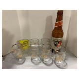 FALSTAFF GOLD RIM BEER GLASS SET, GB BEER BOTTLE