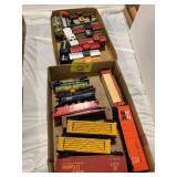 2 FLATS OF VINTAGE PLASTIC TRAIN CARS OF ALL