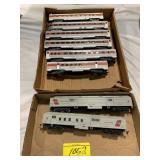 2 FLATS OF VINTAGE PLASTIC TRAIN CARS OF ALL