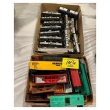 2 FLATS OF VINTAGE PLASTIC TRAIN CARS OF ALL