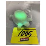 GLOWS GREEN MILK GLASS TURTLE SALT CELLAR /