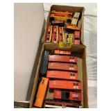 2 FLATS OF VINTAGE PLASTIC TRAIN CARS OF ALL