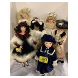 6 PORCELAIN DOLLS